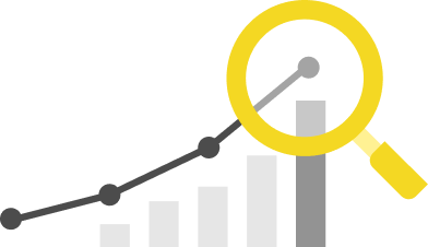 グラフと虫眼鏡のイラスト